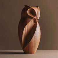 Hand-Carved Abstract Owl Wood Sculpture | Organic Modern Decor Unique Bird Figurine Minimalist Home