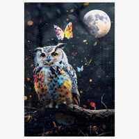 Adult 1000 Piece Jigsaw Puzzle Mystical Owl and Moonlit Night  PZ003