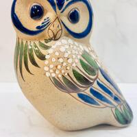 Hand Painted Mexican Ceramic Owl Figurine: Colorful Glazed Details