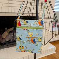free shipping -Handmade - Owls - Sling Bag, Cross Body Bag, Hipster, Travel Bag - Hands free