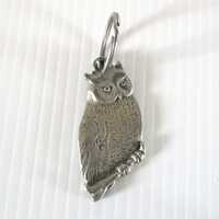 Vintage Rawcliffe pewter owl key chain, I Love Owls keychain, tarnished