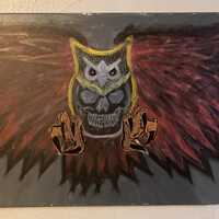 owl with skull Painting