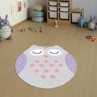 Owl Shaped Rug – Cute Cartoon Owl Nursery Mat | Washable Soft Pastel Baby Rug & Baby Showe