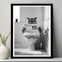 Funny Owl Bathroom Print: Toilet Newspaper Art (Digital Download)