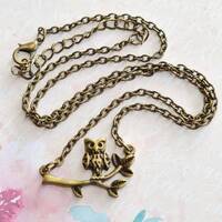 Bronze Owl Necklace: Small Bird Pendant