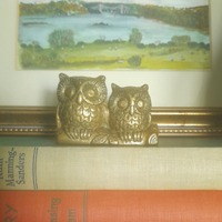 Pair of owls on branch figurine