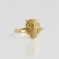 Owl Ring, Matte Finish Owl Ring, Minimalist Ring, Animal Inspired Ring, 10K Gold Ring, Night Owl Rin
