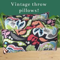 Vintage Ikea black throw pillow hedgehog owls bird pattern 60 x 30 cm / 23,6 x 11,8 inch retro Scand