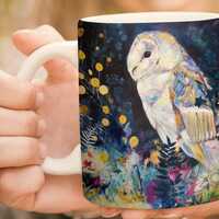 BARN OWL MUG-Bird mug-Mothers day gift-British Art Mug-Birthday gift Mum-gift for him-Father day gif