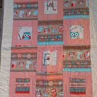 baby quilt, newborn gift, owl themed baby quilt