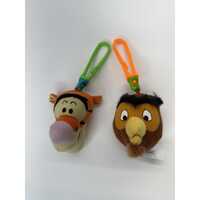 McDonalds Winnie the Pooh Owl And Tigger Keychains Bag Tag 1999 Happy Meal Toys