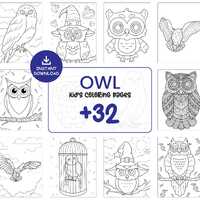 Whimsical Owl Coloring Book Pages for Kids – Printable Preschool Activity Set, Educational Fun