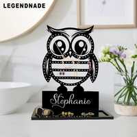 Owl Jewelry Organizer, Personalized Metal Jewelry Holder for Earrings & Necklaces, Animal Jewelr