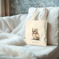 Charming Owl Tote Bag - ''Hoo's Tired?'' Funny Canvas Bag for Owl Lovers, Eco-Fr