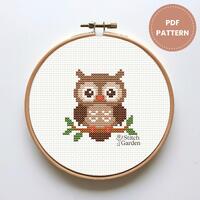Cute Owl cross stitch pattern PDF - Embroidery Design - Instant Download