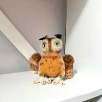 Steiff Wittie the Owl, German Made Toy, ID Button and Tags, Vintage Stuffed Animal