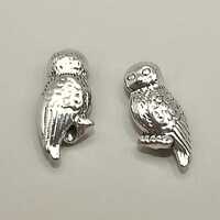 Six (6) Realistic Owl Pewter Spacer Beads