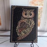 Black notebook A4 Owl Custom cover Personalized journal Celtic pattern Triquetra  Travelers notebook