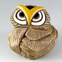 Artesania Rinconada Pottery Owl Figurine, Brothers Carjajeros, Hand Painted Hand Carved, Vintage 198