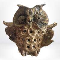 Mid-Century Handmade Ceramic Owl: Fine Art Collectible, Made in England