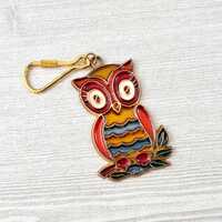 Vintage Owl Stained Glass Look Key Chain