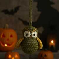 Owl Ornament,Amigurumi Halloween Owl,Spooky Owl Ornament – Halloween Crochet,Mini Owl Decor &n