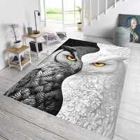 Owl Rug, Yin Yang Rug, Animal Print Area Rug, Black and White Owl Mat, Dual Owl Design Rug, Nature I