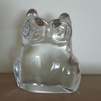 Orrefors Kosta signed owl paperweight clear glass CUTE bird artist signature figure art