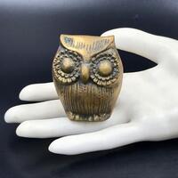 VTG Brass Owl Figurine in Original Box, Made in Korea, Vintage Brass Owl, Owl Figurine, 2.25" H