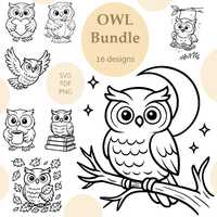 Owl Engrave/Owl SVG/Owl Сharacter Clipart Bundle/Printable/Sublimation/Engrave Laser/Owl Bird Vecto