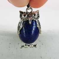 Lapis Lazuli Owl Pendant: Animal Totem Necklace