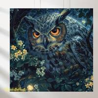 Set of 5 Starry Night Owl Portrait  (Digital Download)