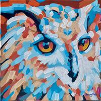Original colorful wise owl  acrylic painting