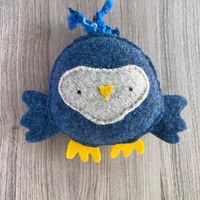 Blue Owl - Recycled Wool and Cashmere Sweater Plush Softie Stuffie Plushie Handmade Bird Stuffed Ani