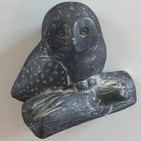 Wolf Original Canada OWL Soapstone Sculpture Figure - 2 3/4 x 2 1/4 - EUC