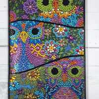 Owl Trio Journal, Metallic Foil Accents, Embossed Unlined Diary J17
