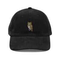 Vintage Screech Owl Embroidered Corduroy Cap - Retro Adjustable Dad Hat, Nature Lover Gift, Unisex O