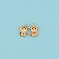 18K Gold Filled Owl Pendant,CZ Micro Pave Dainty Animal Charm Necklace,DIY Jewelry Making Supply