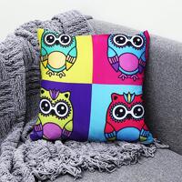1pc Cute Owl Pop Art Cushion Cover With Optional Cushion Insert | 45 x 45cm Funky Throw Pillow Psych