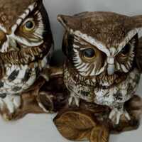 Homco Pair of Owls on Logs