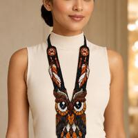 Handmade Beaded Owl Necklace: Long Statement Jewelry