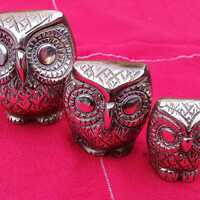 Vintage Brass Owls, Set of Three Owl Figurines, Graduated Sizes