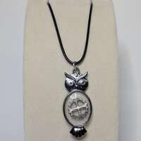 owl pendant with steampunk gear