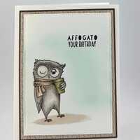 Funny Owl Birthday Card | Coffee Pun Greeting Card | "Affogato Your Birthday" with Envelop