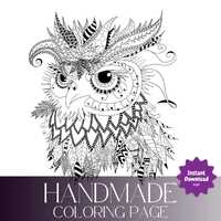Coloring page owl head with zentagle and mandala inspiration