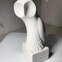 Mid Century Modern Owl Sculpture Signed Royal Dux White Porcelain Owl by Jaroslav Ježek, circa 1958
