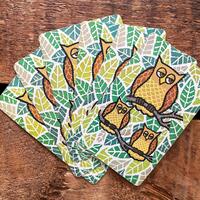 Vintage Cartoon Owls on Tree Branches Playing Cards - Set of 6