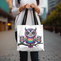 Colorful Owl Tote Bag Owls Travel Bag Gift for Owl Lovers Perfect for Nature Lovers, Vibrant Owls Sh