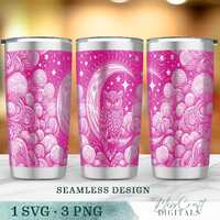 Celestial Owl SVG, Seamless Moon & Stars 20oz Laser Tumbler Wrap File, Laser Engraved Cup Design