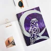 Purple Owl Moon Notebook - Ruled Line (print of an original painting), notebook gift for Birthday, g